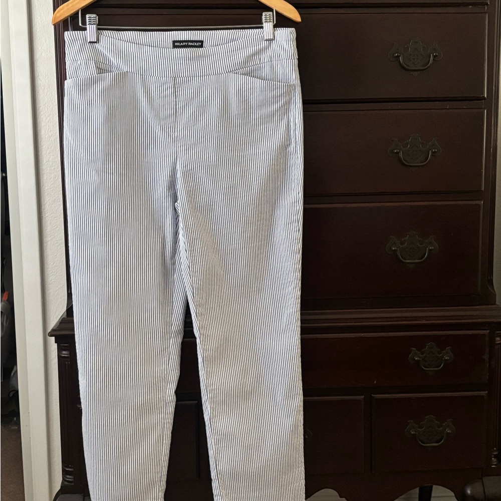 Hilary Radley Blue and White Straight Leg Pants